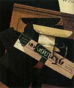Juan Gris The Still life having the fruit dish and newspaper oil painting picture wholesale